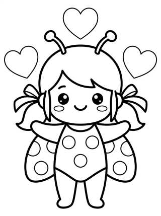 Ladybug Sonriendo Kawaii para colorir Desenho de Ladybug Sonriendo Kawaii para colorir e imprimir grátis