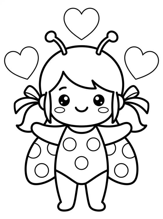 Ladybug Sonriendo Kawaii para colorir Desenho de Ladybug Sonriendo Kawaii para colorir e imprimir grátis