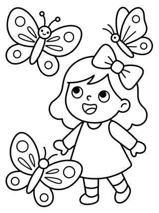 Lila jugando con mariposas para colorir Desenho de Lila jugando con mariposas para colorir e imprimir grátis