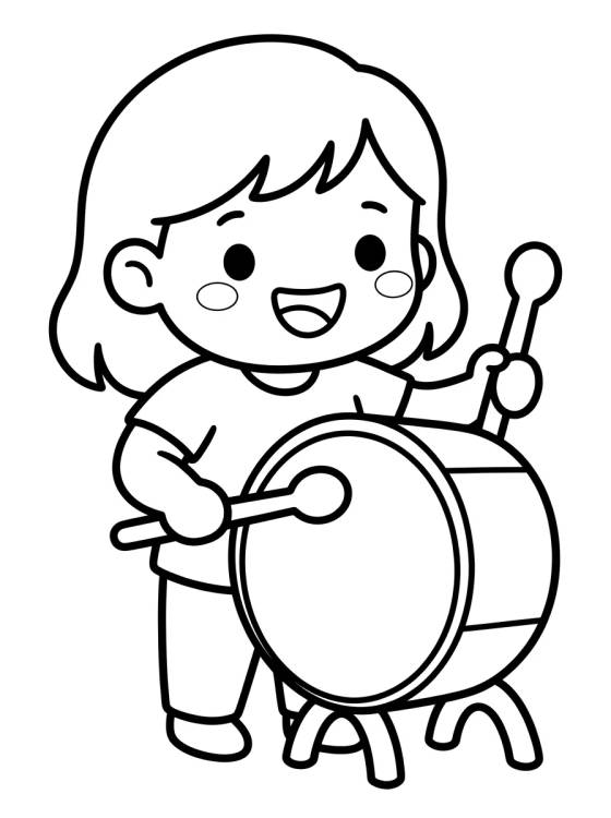 Lila Jugando con su Tambor para colorir Desenho de Lila Jugando con su Tambor para colorir e imprimir grátis