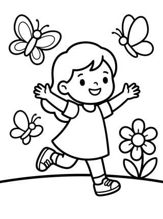 Lila Jugando en el Parque para colorir Desenho de Lila Jugando en el Parque para colorir e imprimir grátis
