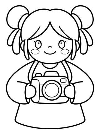 Lila con la Cámara Fotográfica para colorir Desenho de Lila con la Cámara Fotográfica para colorir e imprimir grátis