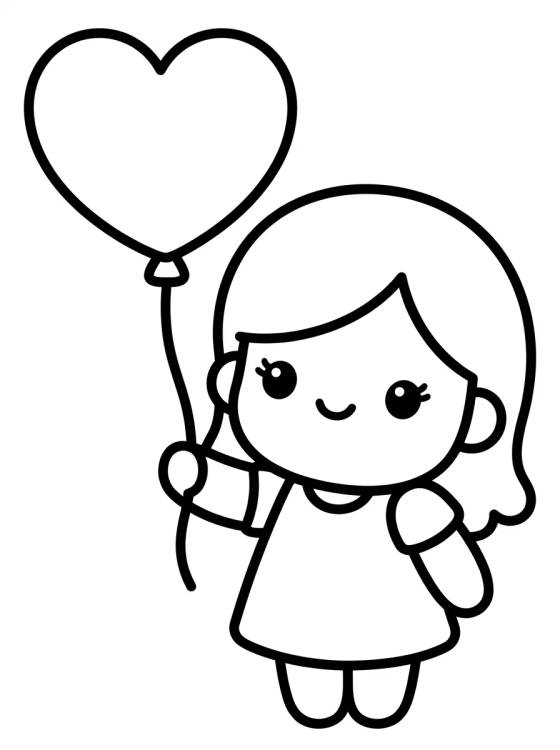 Lila con Globo de Corazón para colorir Desenho de Lila con Globo de Corazón para colorir e imprimir grátis