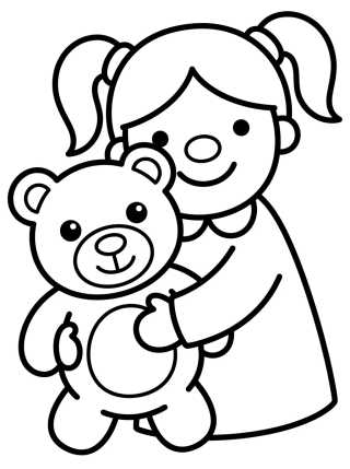 Lila con Osito de Peluche para colorir Desenho de Lila con Osito de Peluche para colorir e imprimir grátis