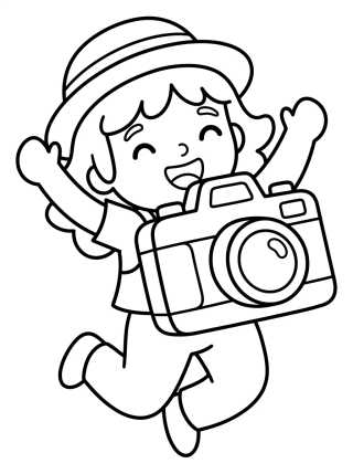 Lila Bailando con Cámara Fotográfica para colorir Desenho de Lila Bailando con Cámara Fotográfica para colorir e imprimir grátis