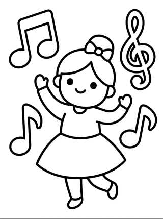 Lila Bailando con Música para colorir Desenho de Lila Bailando con Música para colorir e imprimir grátis