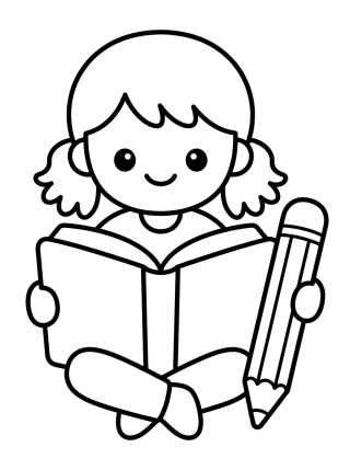 Lila Estudiando con Libro para colorir Desenho de Lila Estudiando con Libro para colorir e imprimir grátis