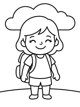 Lila sonriendo con su mochila escolar para colorir Desenho de Lila sonriendo con su mochila escolar para colorir e imprimir grátis