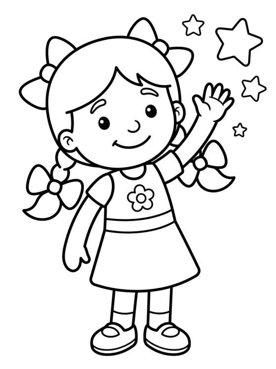 Lila Sonriendo y Saludando para colorir Desenho de Lila Sonriendo y Saludando para colorir e imprimir grátis