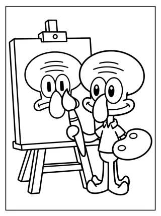 Calamardo Artista Pintando para colorir Desenho de Calamardo Artista Pintando para colorir e imprimir grátis