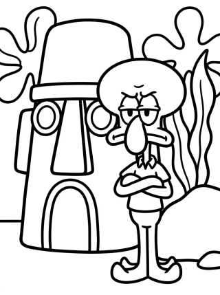 Calamardo de Brazos Cruzados para colorir Desenho de Calamardo de Brazos Cruzados para colorir e imprimir grátis