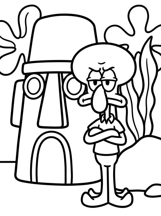 Calamardo de Brazos Cruzados para colorir Desenho de Calamardo de Brazos Cruzados para colorir e imprimir grátis