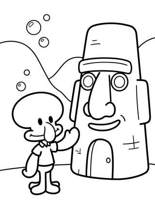Calamardo en su Casa de Moái para colorir Desenho de Calamardo en su Casa de Moái para colorir e imprimir grátis