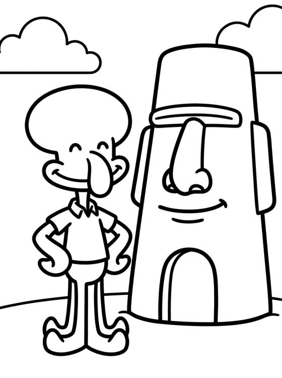 Calamardo en su Casa Moai para colorir Desenho de Calamardo en su Casa Moai para colorir e imprimir grátis
