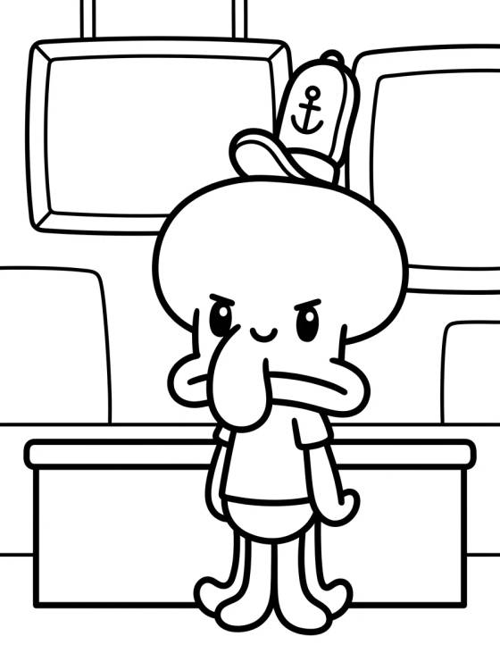 Calamardo en el Crustáceo Cascarudo para colorir Desenho de Calamardo en el Crustáceo Cascarudo para colorir e imprimir grátis