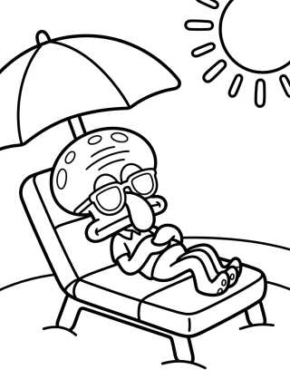 Calamardo Relajado en el Sol para colorir Desenho de Calamardo Relajado en el Sol para colorir e imprimir grátis