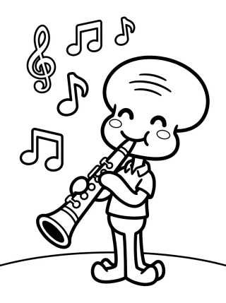 Calamardo Tocando el Clarinete para colorir Desenho de Calamardo Tocando el Clarinete para colorir e imprimir grátis