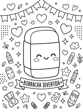 Goma de Borrar Kawaii Divertida para colorir Desenho de Goma de Borrar Kawaii Divertida para colorir e imprimir grátis