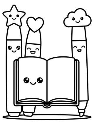 Cuaderno Tierno con Marcadores para colorir Desenho de Cuaderno Tierno con Marcadores para colorir e imprimir grátis