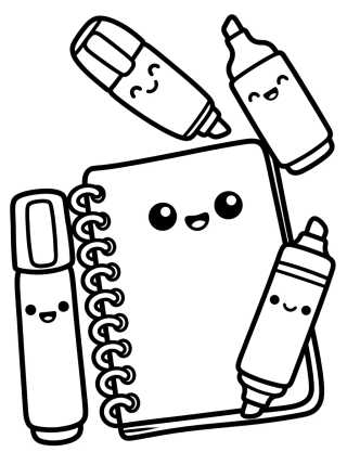 Cuaderno Tierno y Plumones para colorir Desenho de Cuaderno Tierno y Plumones para colorir e imprimir grátis