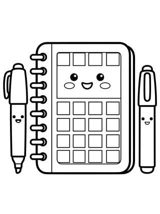 Cuaderno Sonriente con Marcadores para colorir Desenho de Cuaderno Sonriente con Marcadores para colorir e imprimir grátis