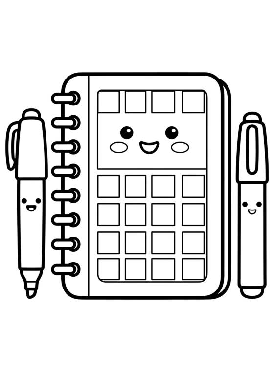 Cuaderno Sonriente con Marcadores para colorir Desenho de Cuaderno Sonriente con Marcadores para colorir e imprimir grátis