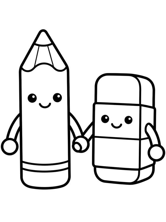 Lápiz y Goma de Borrar Amiguitos para colorir Desenho de Lápiz y Goma de Borrar Amiguitos para colorir e imprimir grátis