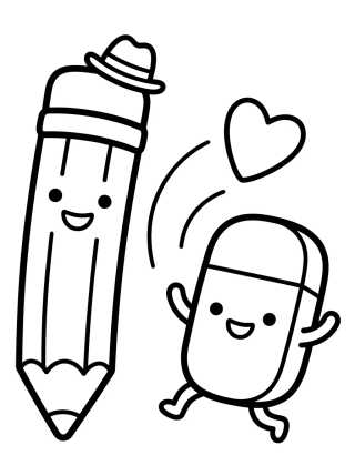 Lápiz y Borrador Amiguitos para colorir Desenho de Lápiz y Borrador Amiguitos para colorir e imprimir grátis