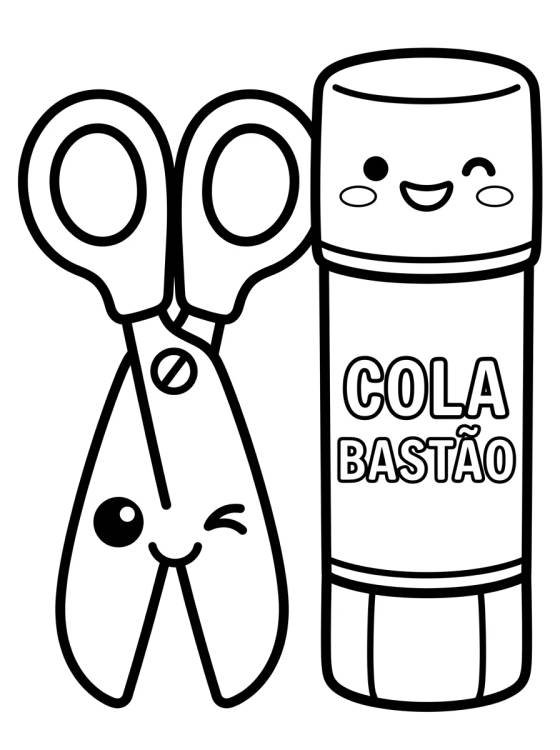 Tijeras Escolares y Pegamento en Barra para colorir Desenho de Tijeras Escolares y Pegamento en Barra para colorir e imprimir grátis