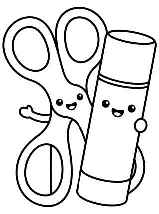 Tijeras Escolares y Tubo de Pegamento para colorir Desenho de Tijeras Escolares y Tubo de Pegamento para colorir e imprimir grátis