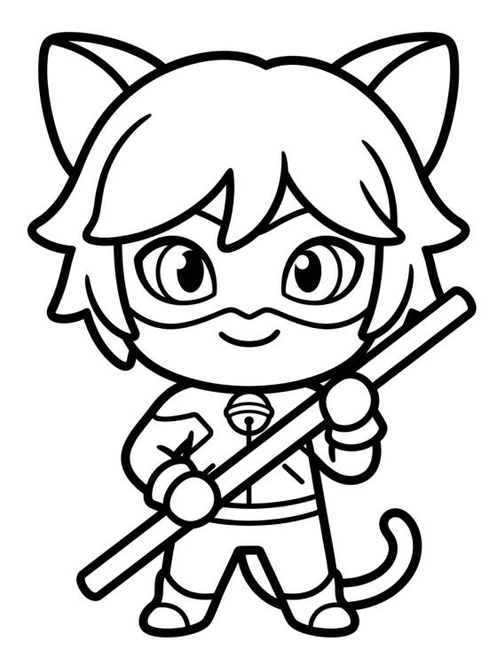 Cat Noir Chibi Sonriente para colorir Desenho de Cat Noir Chibi Sonriente para colorir e imprimir grátis