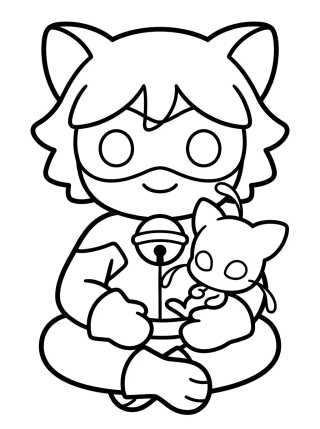 Cat Noir y el Kwami Plagg para colorir Desenho de Cat Noir y el Kwami Plagg para colorir e imprimir grátis