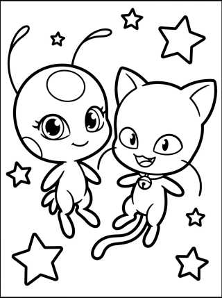 Kwamis Tikki y Plagg Tiernos para colorir Desenho de Kwamis Tikki y Plagg Tiernos para colorir e imprimir grátis