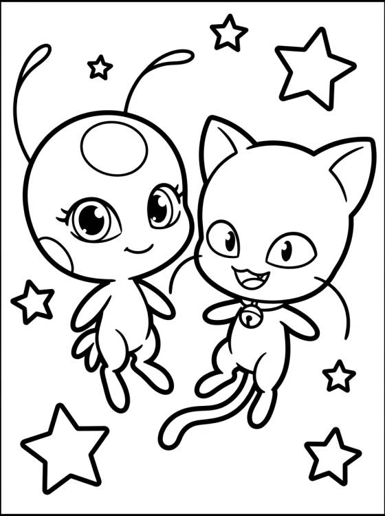 Kwamis Tikki y Plagg Tiernos para colorir Desenho de Kwamis Tikki y Plagg Tiernos para colorir e imprimir grátis