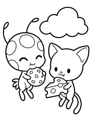 Kwamis Tikki y Plagg Tiernos para colorir Desenho de Kwamis Tikki y Plagg Tiernos para colorir e imprimir grátis