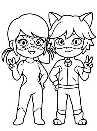 Ladybug y Cat Noir Amigos para colorir Desenho de Ladybug y Cat Noir Amigos para colorir e imprimir grátis