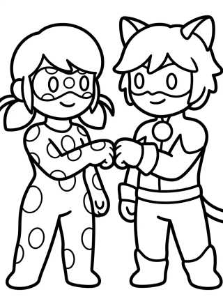 Ladybug y Cat Noir Juntos para colorir Desenho de Ladybug y Cat Noir Juntos para colorir e imprimir grátis