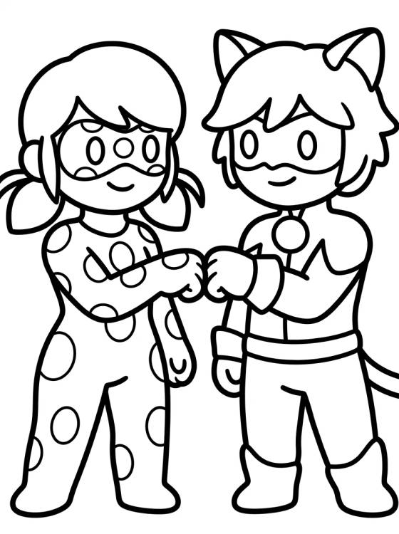 Ladybug y Cat Noir Juntos para colorir Desenho de Ladybug y Cat Noir Juntos para colorir e imprimir grátis