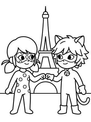 Ladybug y Cat Noir Juntos para colorir Desenho de Ladybug y Cat Noir Juntos para colorir e imprimir grátis