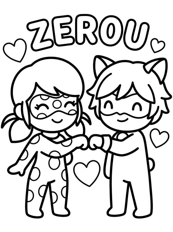 Ladybug y Cat Noir ¡Ganamos! para colorir Desenho de Ladybug y Cat Noir ¡Ganamos! para colorir e imprimir grátis