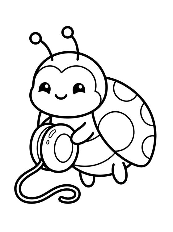 Ladybug Kawaii con Yo-yo Mágico para colorir Desenho de Ladybug Kawaii con Yo-yo Mágico para colorir e imprimir grátis
