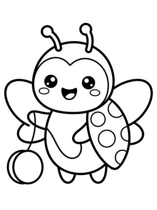 Ladybug Kawaii Sonriendo para colorir Desenho de Ladybug Kawaii Sonriendo para colorir e imprimir grátis