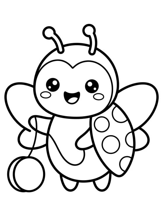 Ladybug Kawaii Sonriendo para colorir Desenho de Ladybug Kawaii Sonriendo para colorir e imprimir grátis