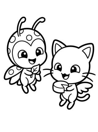 Tikki y Plagg Kwamis Tiernos para colorir Desenho de Tikki y Plagg Kwamis Tiernos para colorir e imprimir grátis