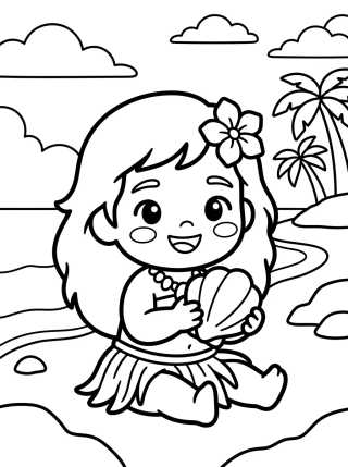 Moana Bebé en la Playa para colorir Desenho de Moana Bebé en la Playa para colorir e imprimir grátis