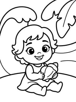 Moana Bebé en el Océano para colorir Desenho de Moana Bebé en el Océano para colorir e imprimir grátis
