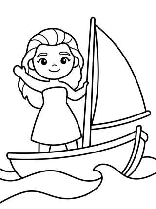 Moana Navegando en su Bote para colorir Desenho de Moana Navegando en su Bote para colorir e imprimir grátis