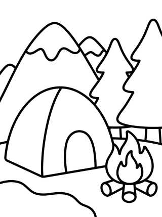 Campamento al Pie de la Montaña para colorir Desenho de Campamento al Pie de la Montaña para colorir e imprimir grátis
