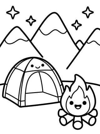 Campamento en las Montañas para colorir Desenho de Campamento en las Montañas para colorir e imprimir grátis