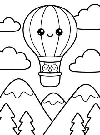 Globo Volando sobre las Montañas para colorir Desenho de Globo Volando sobre las Montañas para colorir e imprimir grátis